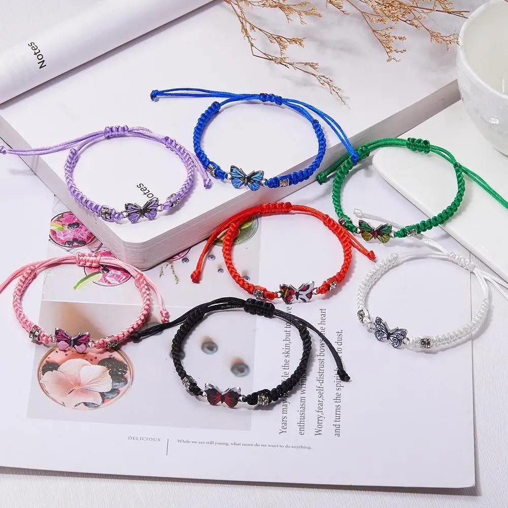 Fashion Handmade Purple Butterfly Flower Bracelet For Women Charm Sweet Animal