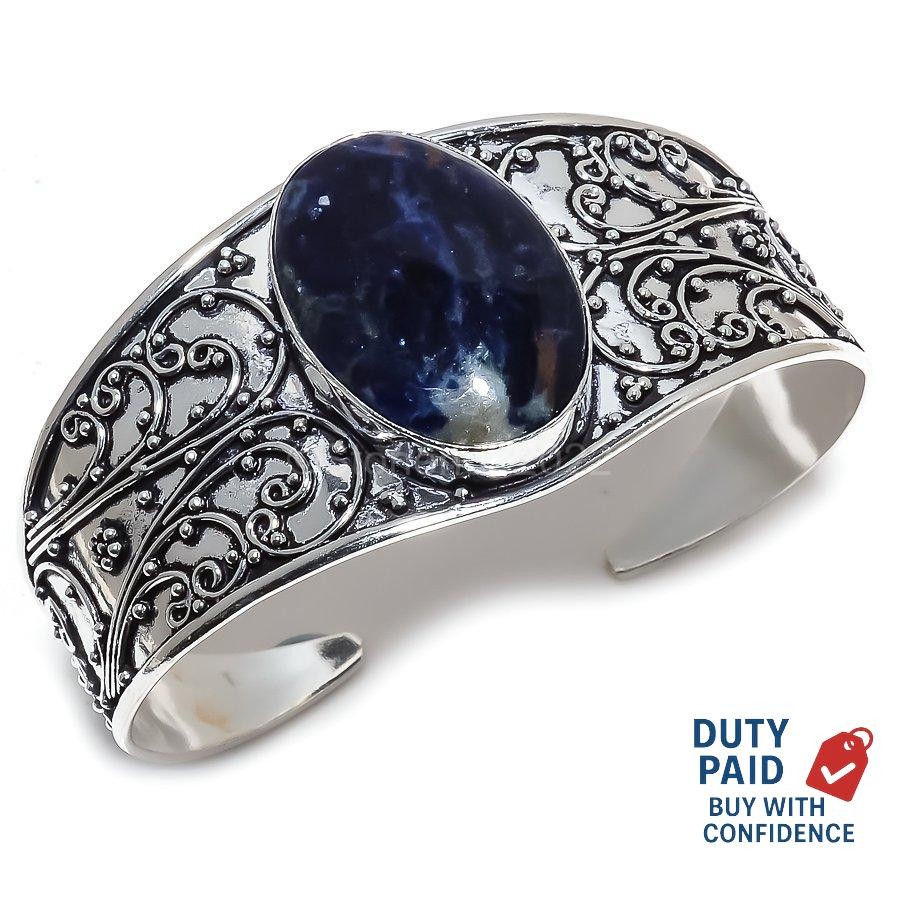 925 Silver orange sodalite Engagement Birthday Ethnic Anniversary Cuff Bracelet