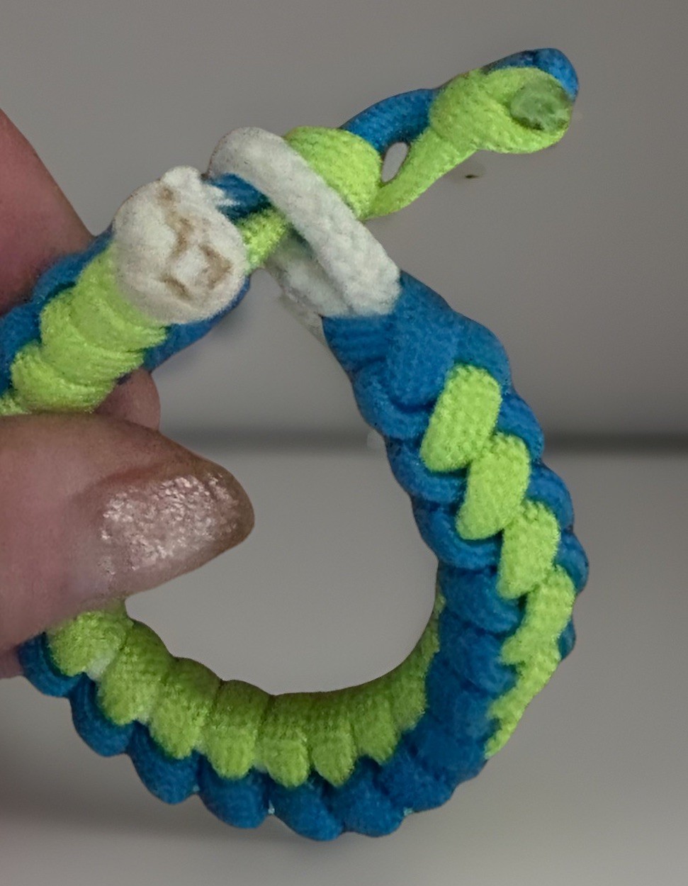 (2) Paracord Nylon Bracelets: Blue & Green 1 Small, 1 Medium-Handmade