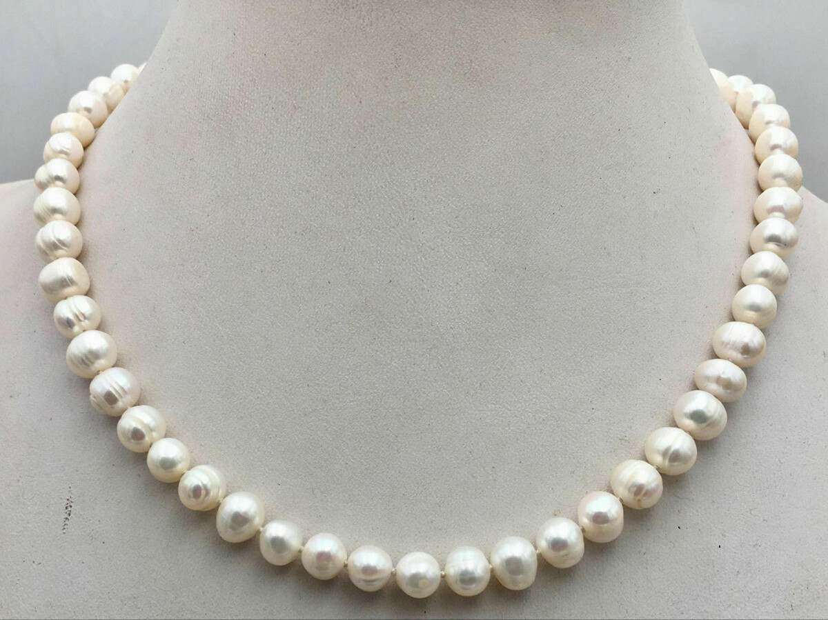 Natural White 7-10mm Akoya Freshwater Pearl Necklace 14-50” 925 Silver Clasp