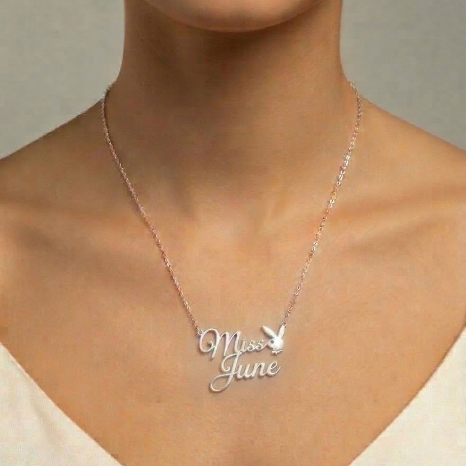 PLAYBOY MISS June w/BIRTH MONTH STONE Necklace jewelry