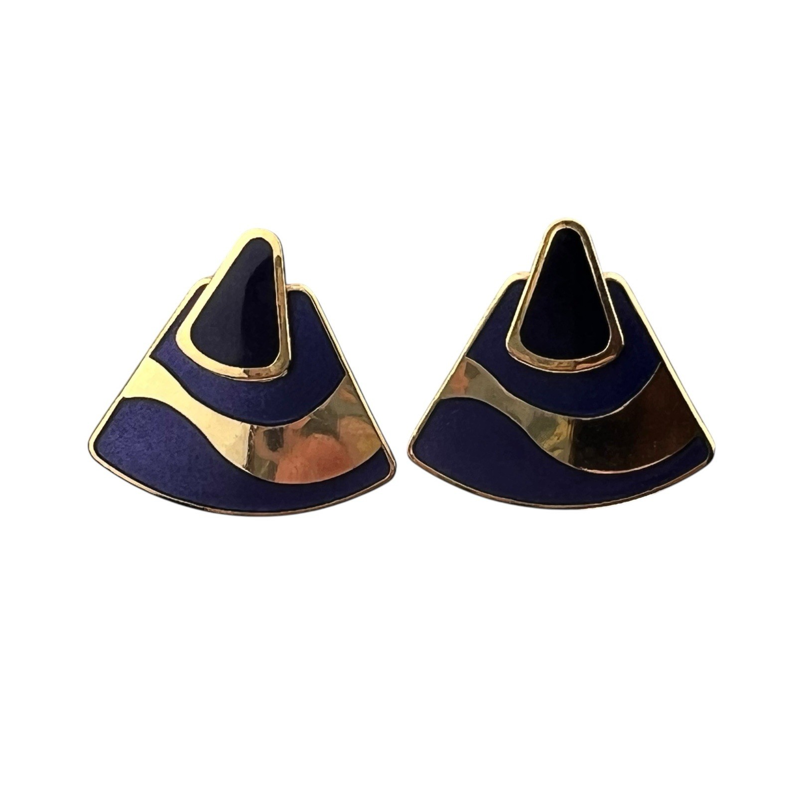 Laurel Burch Vintage Pierced Earrings Convertible Gold Tone & Purple Enamel