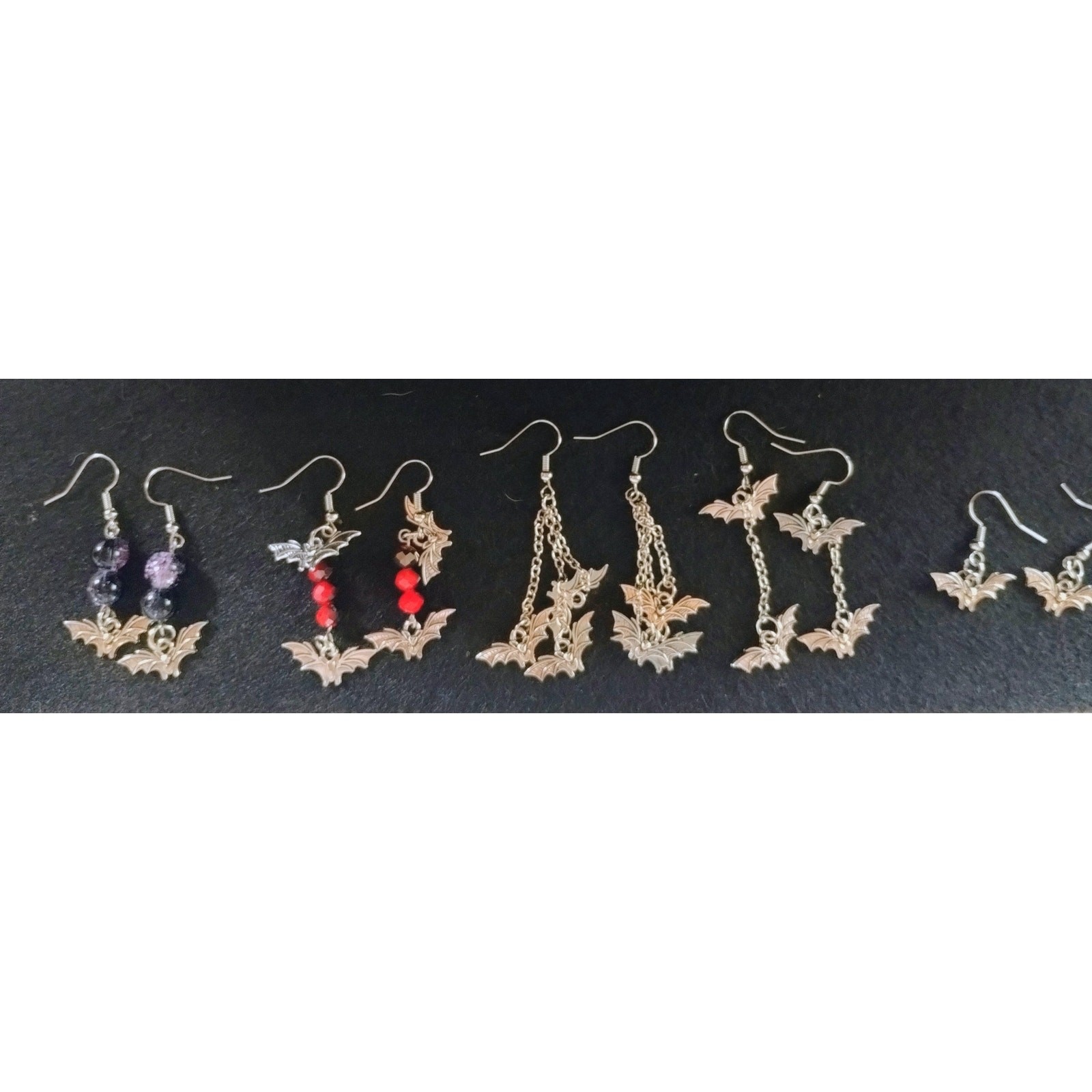 Halloween Bat Dangle Earrings Gothic Beaded Earrings Spooky Halloween Jewelry