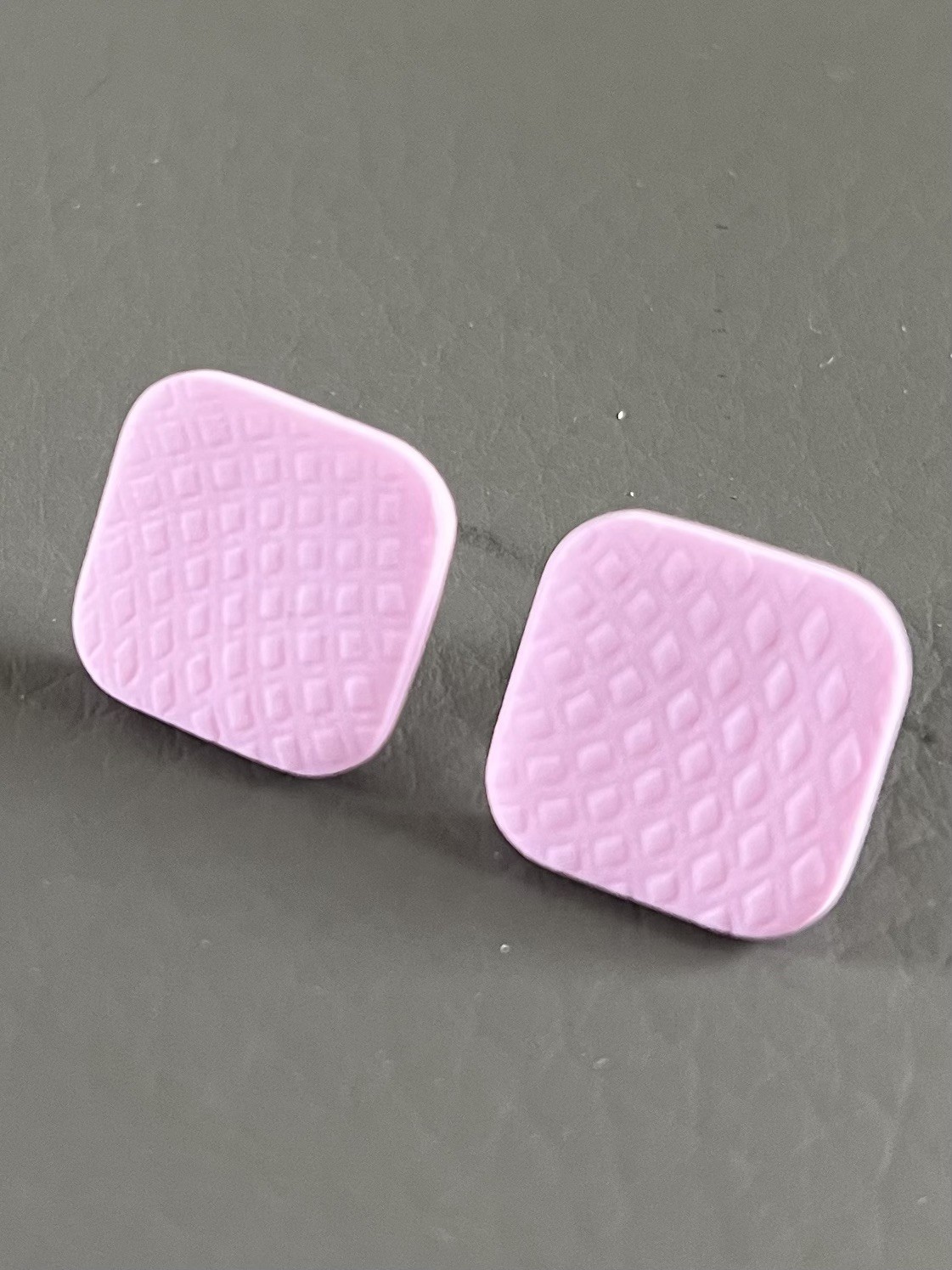Handmade Black Polymer Clay Stud Earrings – Square – Ultra Lightweight