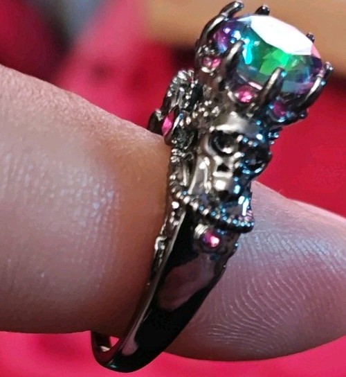Ring With Rainbow Colors Size 8 adults children play costume fun skulls pink