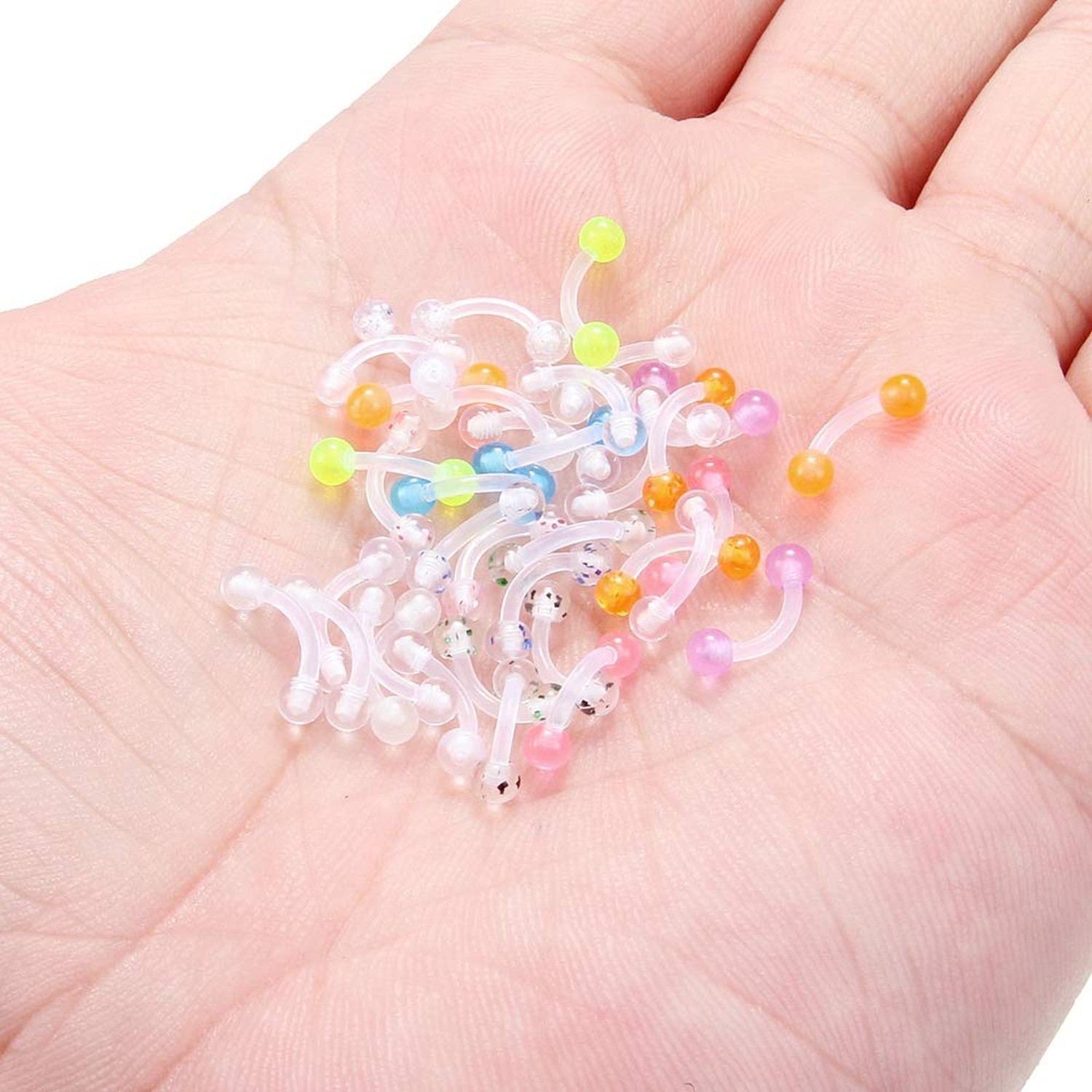 16G Clear Plastic Curved Barbells Eyebrow Ring Snake Eyes Tongue Rings Acryli…