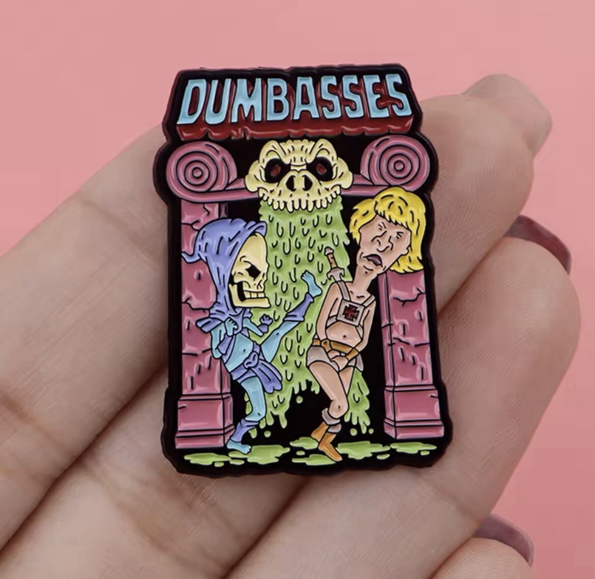 Dumb Head Butt Brothers Style Pin 1pc With Rubber Backer Humorous Pin Dumb Bros