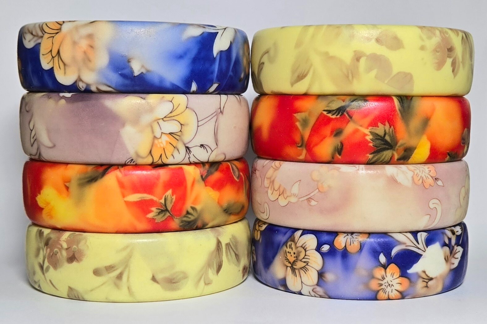 Wholesale Bangles Lot of 12 Resin Bangle Colorful Flower Print Stackable