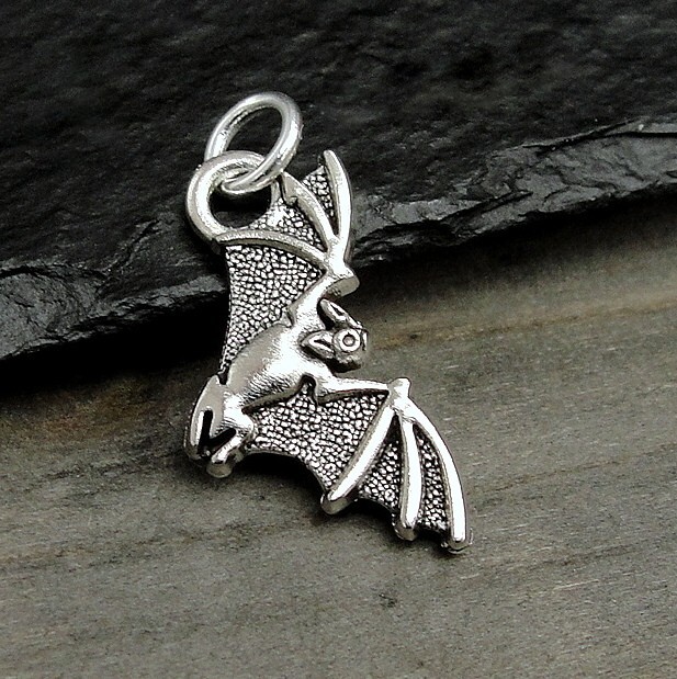 Silver Spooky Bat Charm – Vampire Bat Pendant – Halloween Charm Jewelry