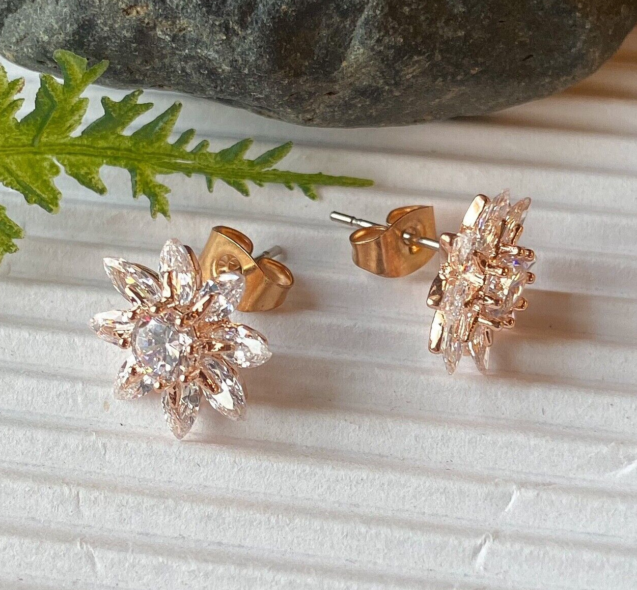 PAIR of Marquise CZ Flower 316L Surgical Steel Post 20g Earrings Studs
