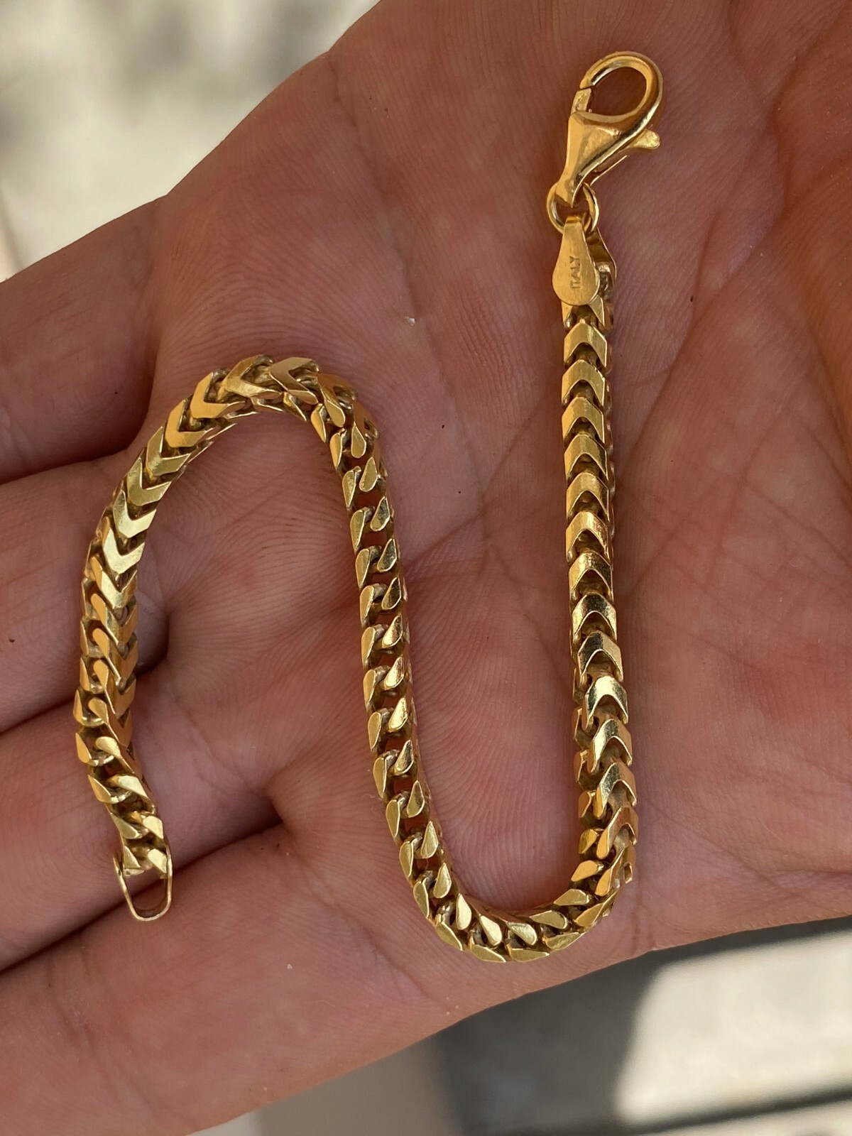 14k Gold Plated Real Solid 925 Sterling Silver Franco Bracelet 2.5-5mm HipHop