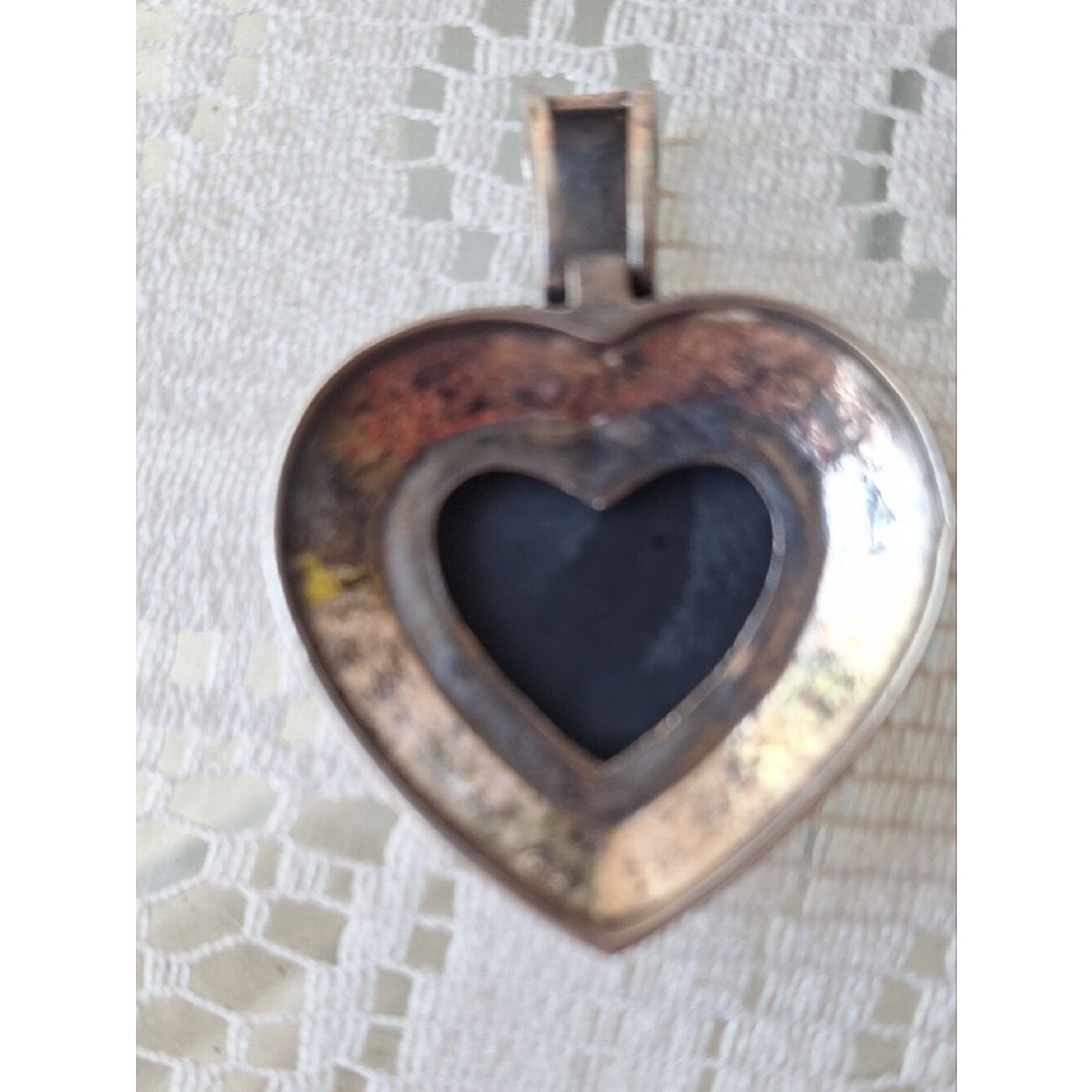 Sterling Silver Heart Pendant Necklace with Black Onyx and Marcasite