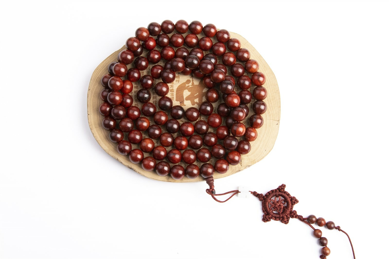 10MM 108 Pcs Mahogany Red Sandalwood Mala Beads Natural Wood Round Beads 43″