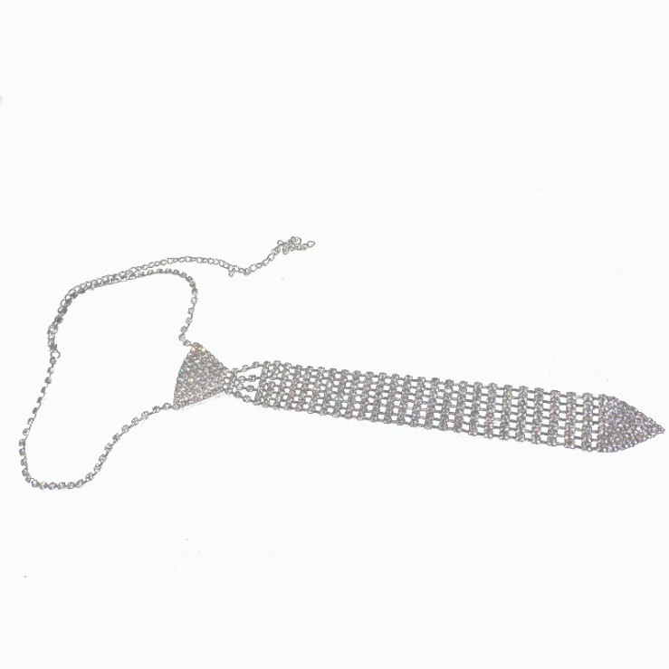 Women Girl Full Rhinestone Crystal Bling Bow Tie Necktie Choker Collar Necklace