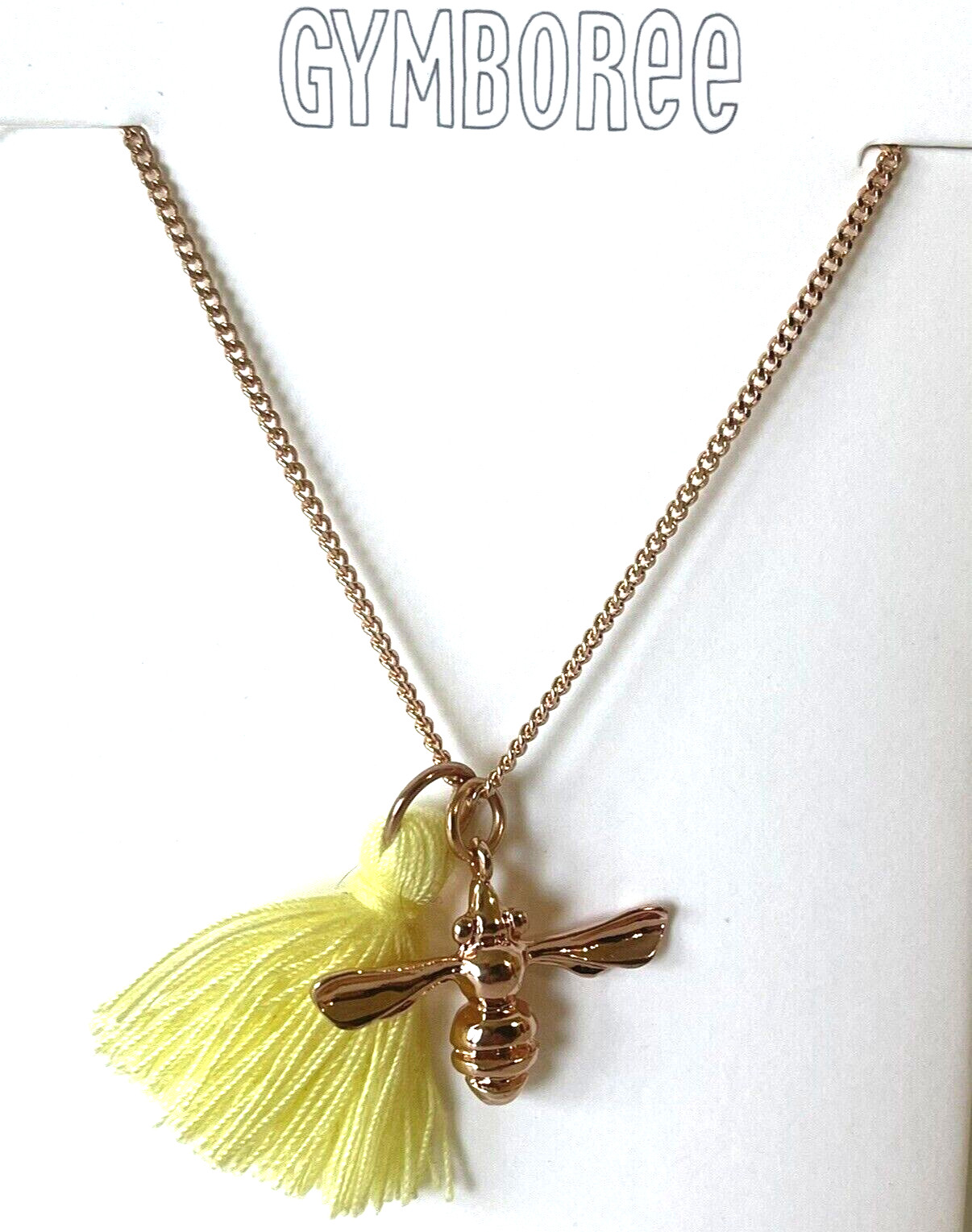 Girl’s Gymboree Bee Pendant Necklace Gold Tone Yellow Tassel Fashion Gift NWT