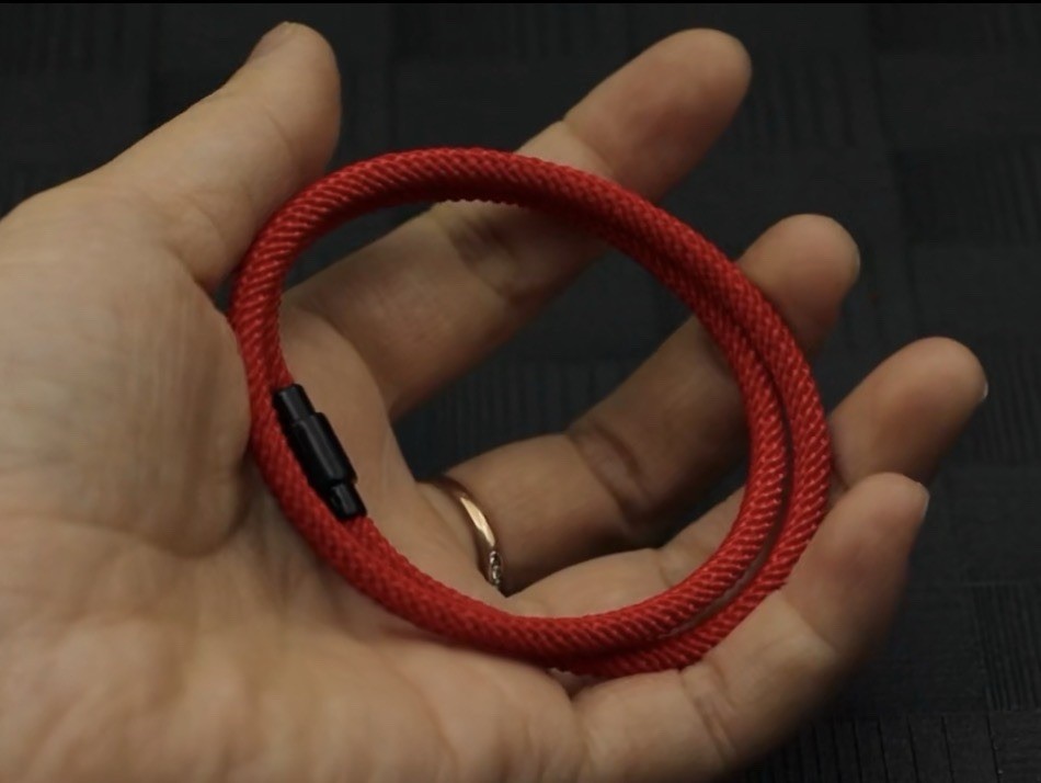 Men’s Double-Layer Survival Bracelet, Red, 4 mm / 19.5 cm