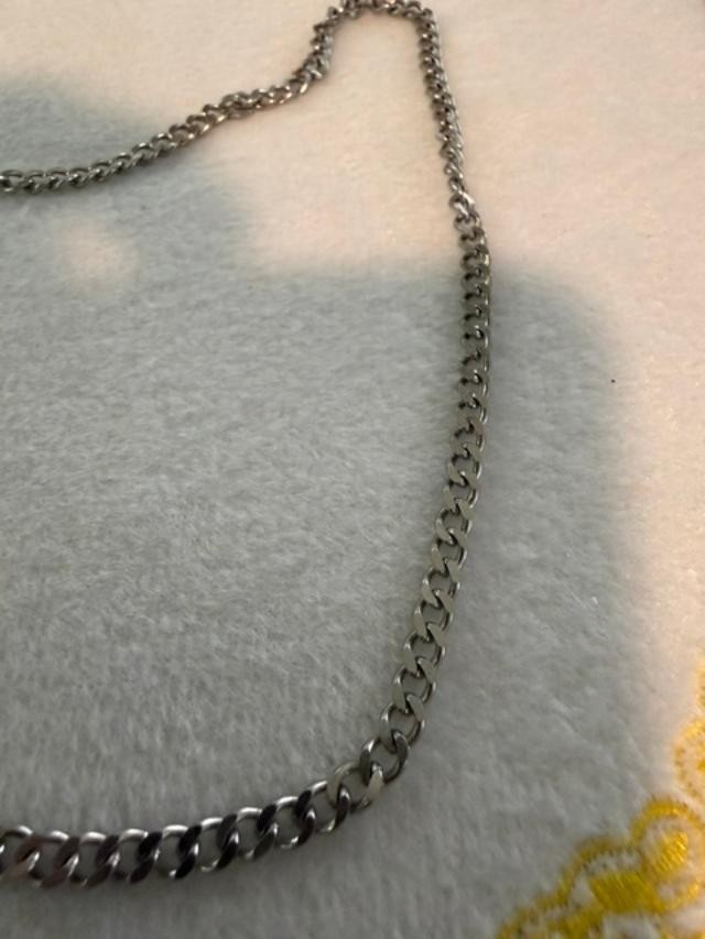 unbranded silver-tone flat curb-link chain necklace with two open charms