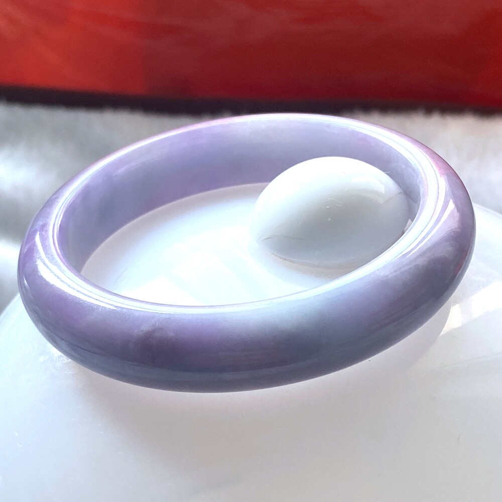 Certified Grade A Lavender 54-55mm Natural Burma Jade jadeite Bangle Bracelet