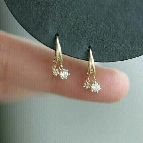2Ct Round Cut Simulated Diamond Elegant Tiny Stud Earring 14k Yellow Gold Plated