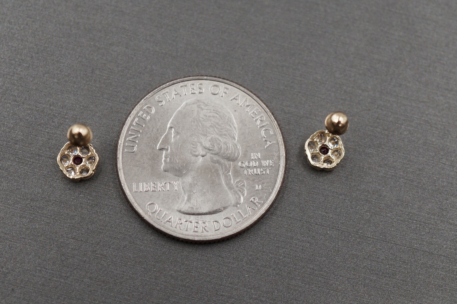 14K Solid Yellow Gold 5.8MM Small Flower CZ Safety Screw Back Stud Earrings.