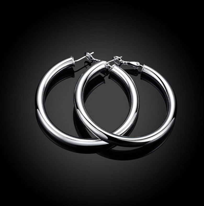 925 Sterling Silver Classic 2″ Large Round Hoop High Polished Women’s Earrings