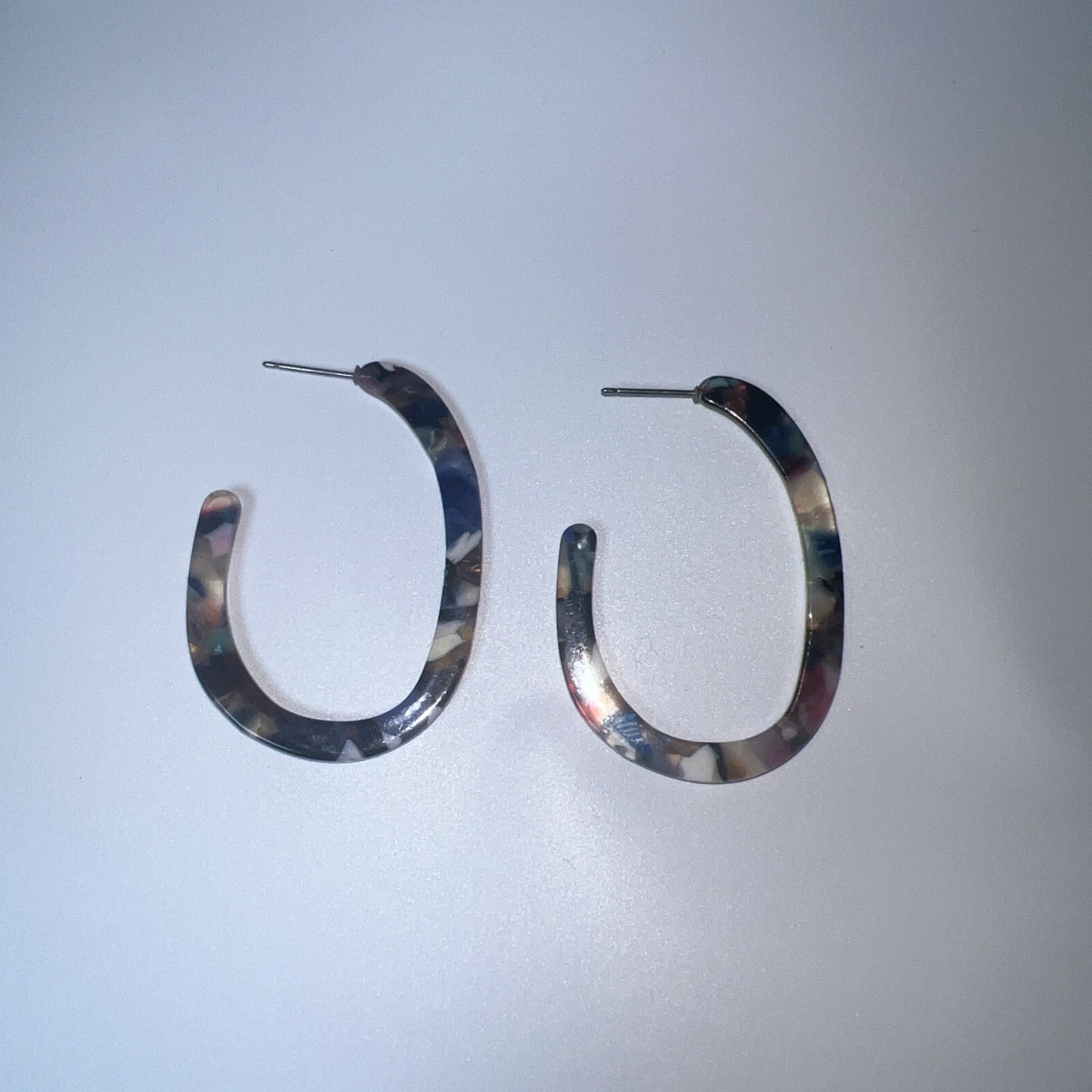 10 Pairs Resin Acrylic Statement Earrings Hoop Circle Oval Marbled Mixed Lot
