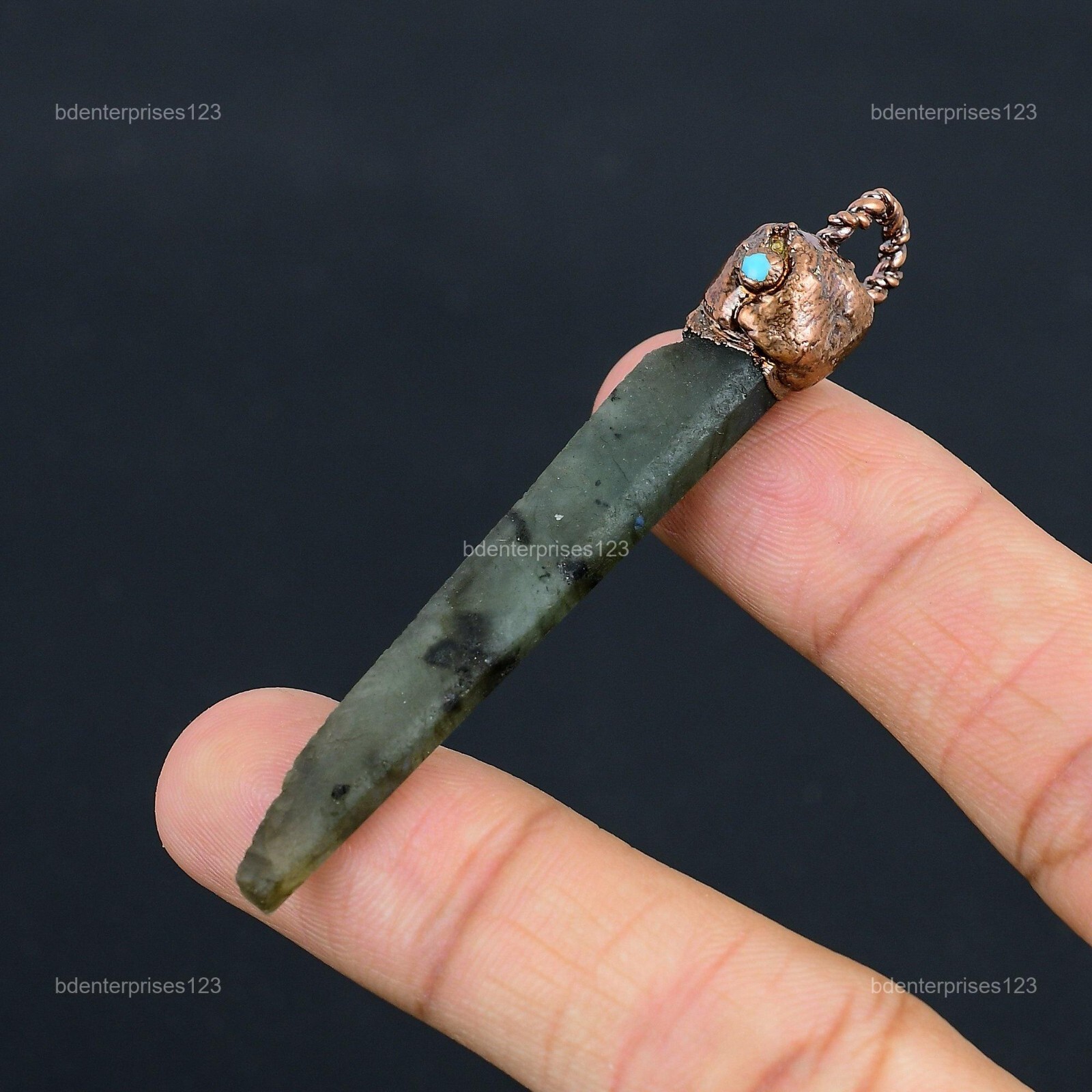Labradorite Rough Stone Arizona Turquoise Electroformed Pendant Jewelry Copper