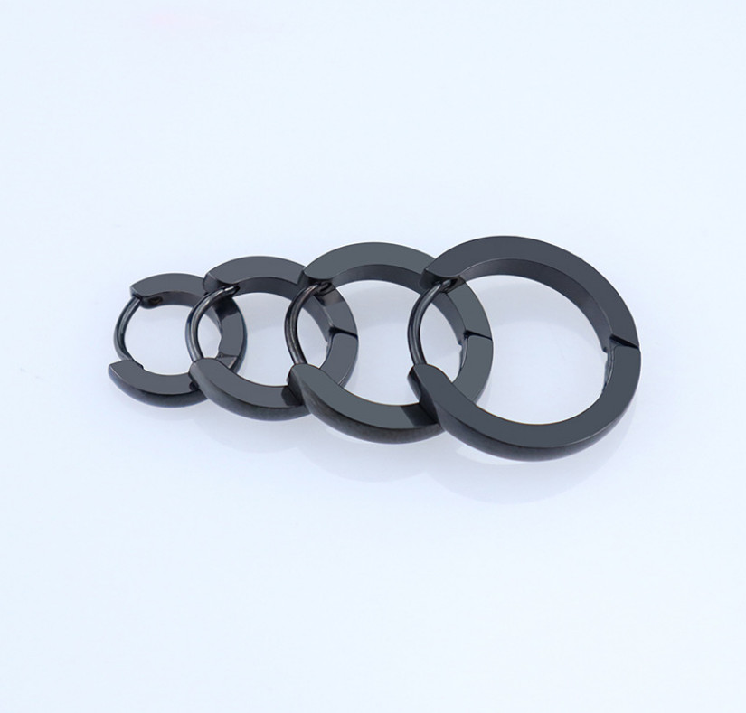 Silver Gold Black Stainless Steel Hinged Hoop Huggie Ear Earrings 7/9/10/12/14MM