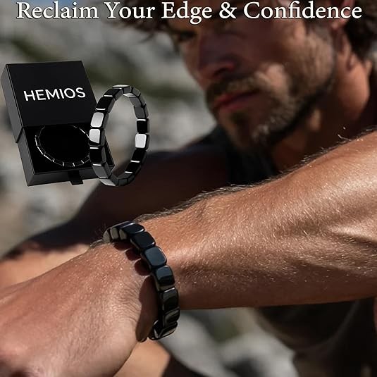 2× Natural Hematite Bracelet Reignites Masculine Energy Stretch Beaded Healing