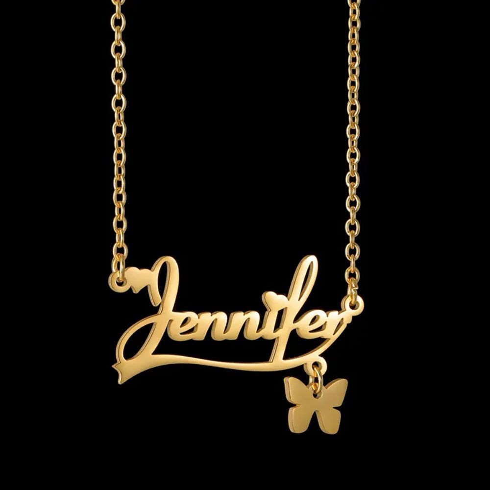 Custom Name Plate Necklace Personalized Letter Pendant Stainless Steel Chain