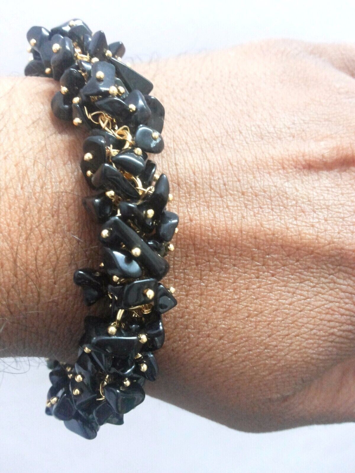 Black Onyx Chips Smooth 4-6mm Beads 18″inch 1 Necklace With 1 Bracelet