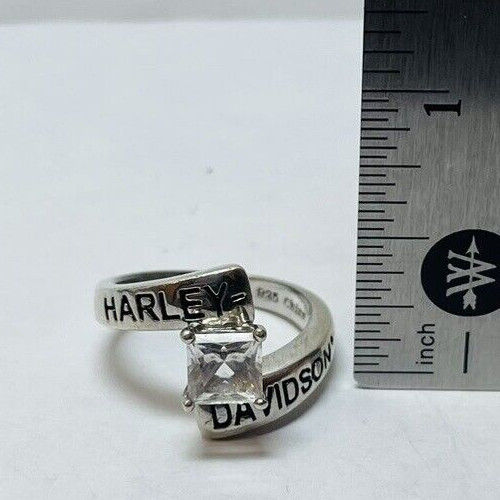 Harley Davidson Sterling 925 Silver CZ Engagement Ring Sz 6 – .14