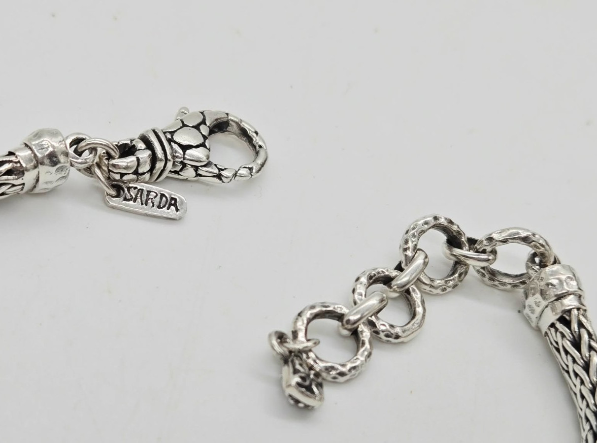 Sarda Wheat Bracelet Sterling Silver 925 Black Onyx Chunky Couture 8.5 in #JK