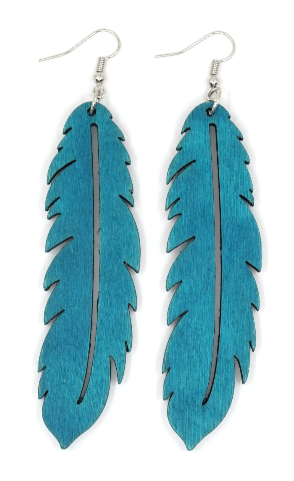 TB 4 inches Feather Shape Light Weight Women Fashion Jewelry Wooden Drop Earring