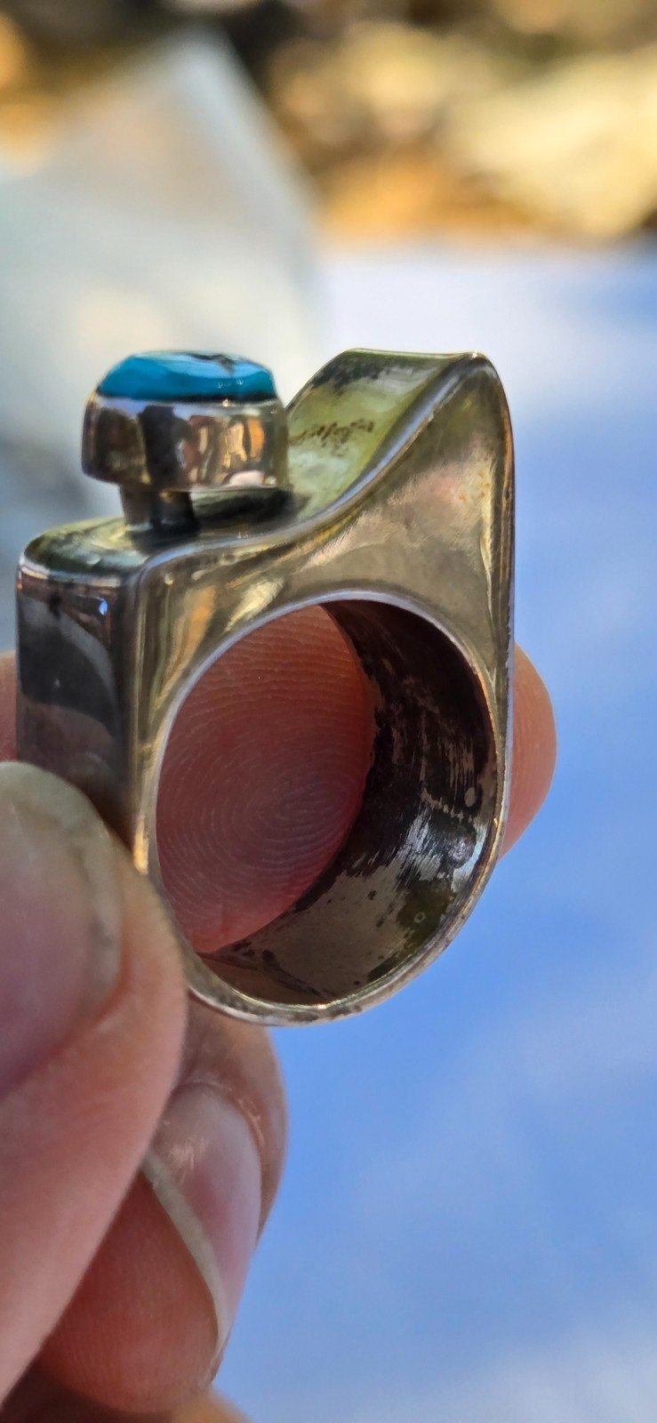 Old Pawn Southwest Native Style Sterling Silver 925 Turquoise Ring Size US 7