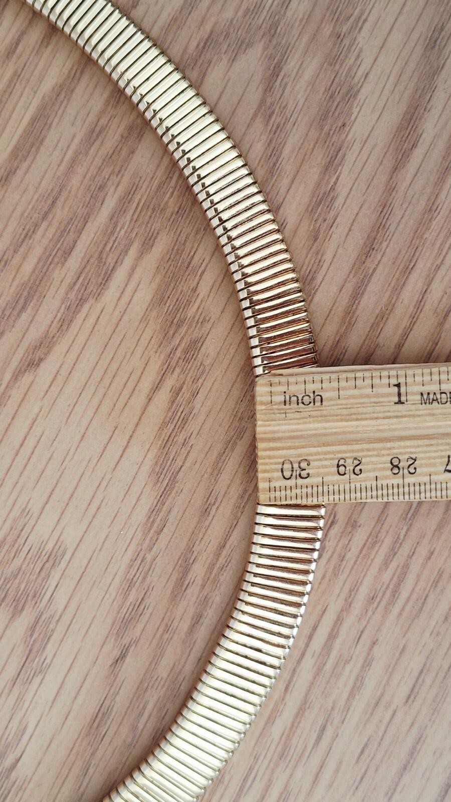 Vintage RMN Gold Tone Omega Tubogas Collar Necklace – Bold Statement Choker