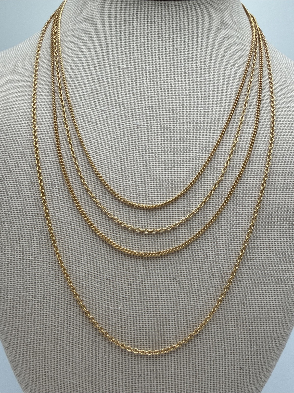 Beautiful “Artistry” Gold Tone Layered 4 Chain Necklace