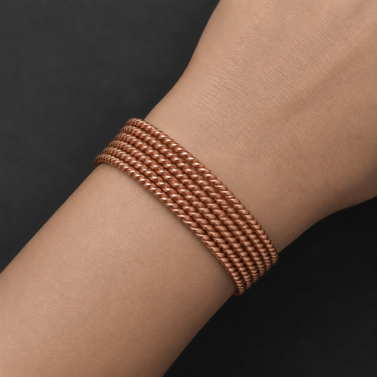 Double Twisted Pure Copper Bracelet, Meditation Energy Biofield Jewelry