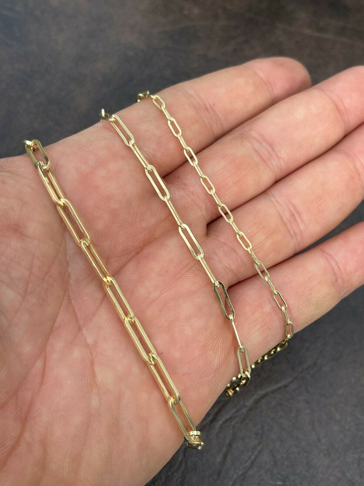 14k Gold Plated Solid 925 Sterling Silver Paperclip Bracelet 2.5mm-4mm ITALY