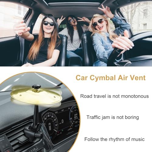 Mini Car Drum Cymbal for Car Air Vent (Gold) – Crash Cymbal Dashboard 1 Pack