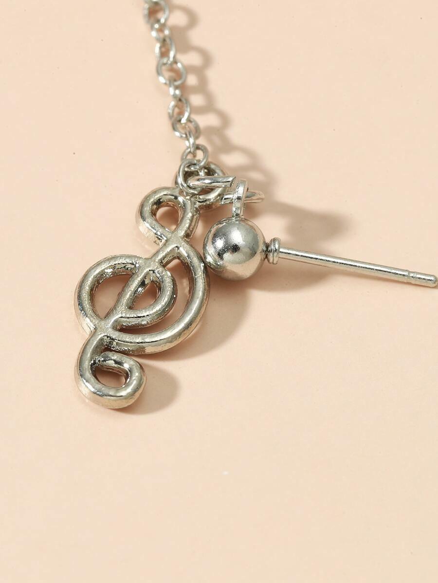 🎼 New 1 Piece Musical Note Earring Charm Stud Silver Tone Alloy 💥
