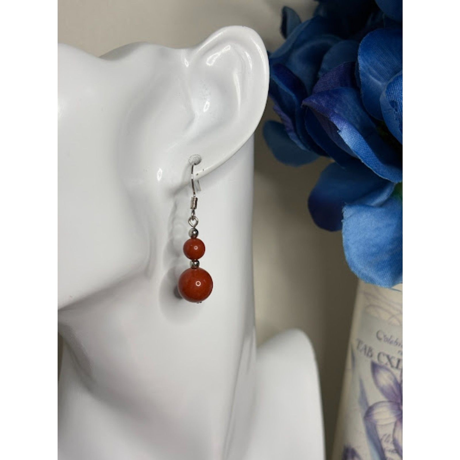 Red Jasper Chakra Stone Earrings NWT 1.5″