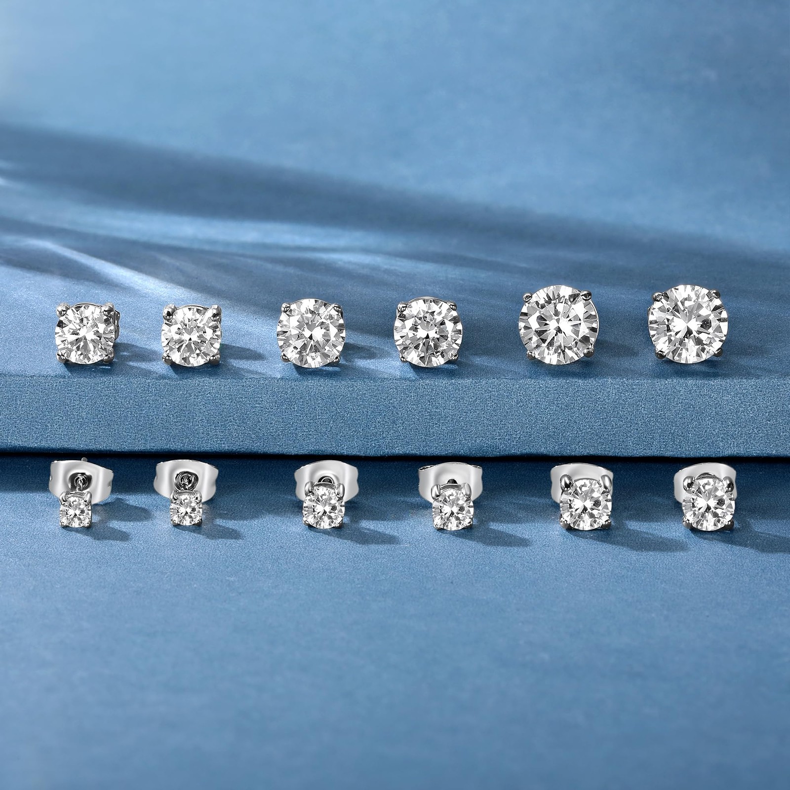 Titanium Stud Earrings Set Hypoallergenic Cubic Zirconia Round Surgical Stain…