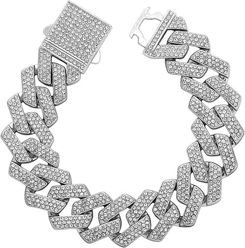 Iced Out Miami Cuban Wrist Chain 14K Gold Plated Cubic Zirconia Hip Hop Jewelry