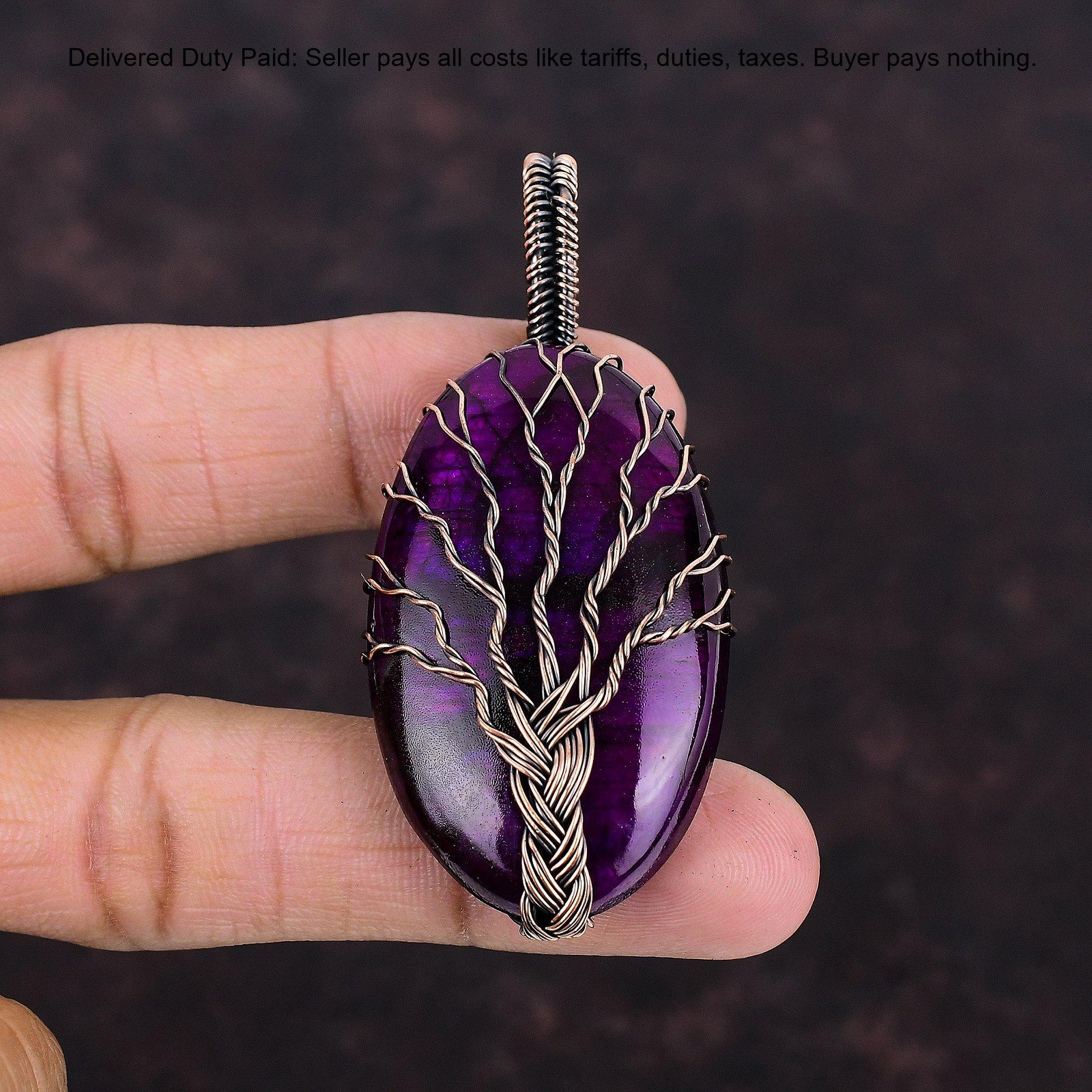 Pink Fire Labradorite Gemstone Copper Christmas Tree Of Life Pendant Jewelry