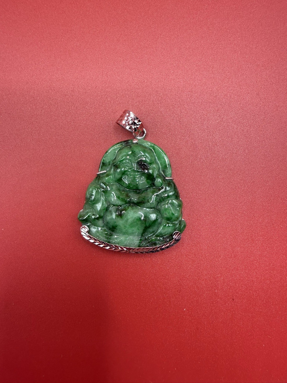 Maitreya Laughing Buddha 100% Natural Color with Silver .Hand sculpted