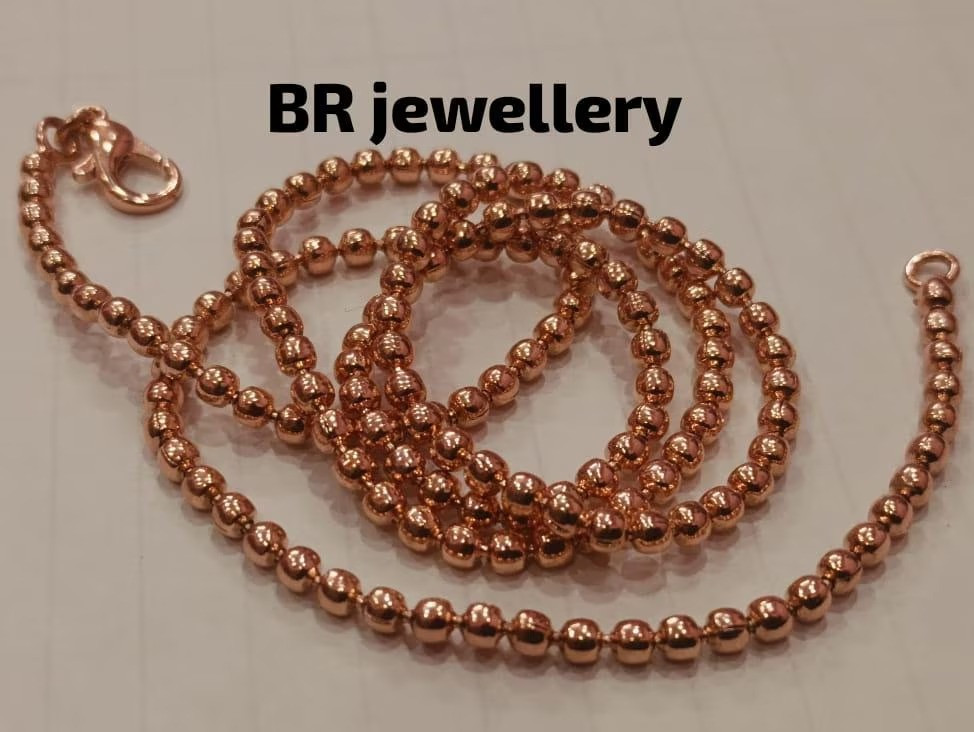 Solid Copper Ball Bead Chain Necklace For Womens And Men Birthday Gift MJC03