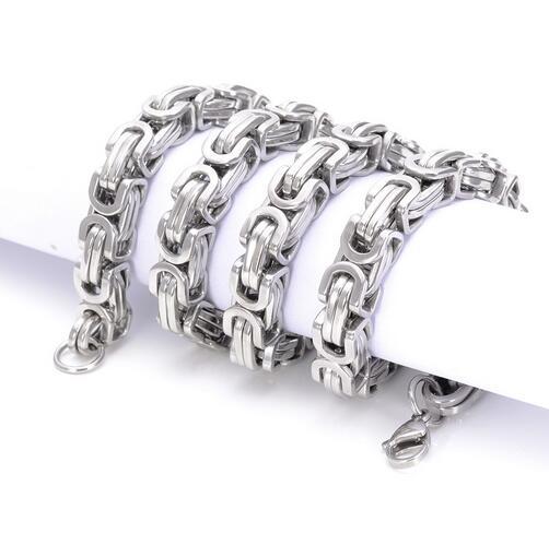Mens Necklace Heavy huge 12mm Byzantine Chain Stainless steel Jewelry 8.5-40”