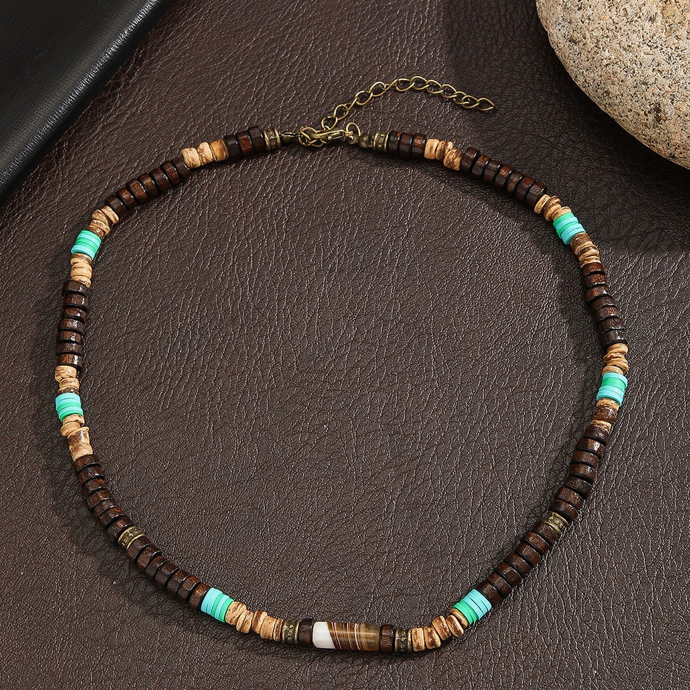 Boho Beaded Necklace Mens Surfer Choker Tribal Retro Handmade Beach Jewelry