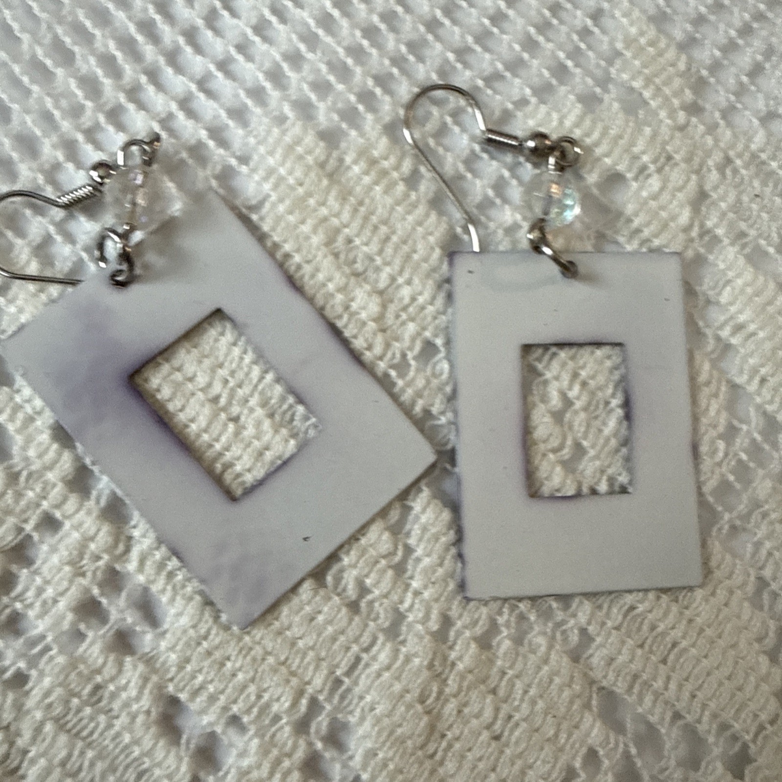 Fashion Earrings Lot Boho Fringe Texture Hoops Teal Acrylic Metal Rectangle 4 Pr